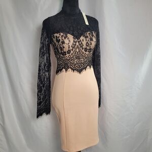 Mustard Seed by Anthropologie  Lace Overlay Sheath Dress w/ Fringe Detail Size S